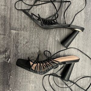 Strappy black heels from Italy